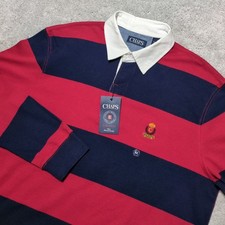 NEW Ralph Lauren Chaps Rugby Shirt Mens XL Red Stripe Long Sleeve Preppy NWT picture