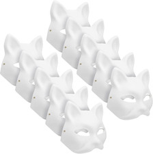 MAELSTROM 10PCS Cat Masks Therian Mask White Blank Animal Mask Base Halloween Co picture