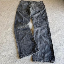 Mens Y2K Japanese Archive Paneled Cyber Grunge Jeans Black Grey 35x34 picture