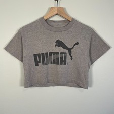 80s Vintage Rare Puma Crop T Shirt Gray Size Medium Missing Tag picture