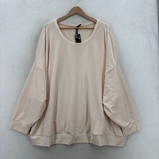 Torrid Velour Sweatshirt Womens 5X Beige Long Sleeve Scoop Neck Lounge Cozy NWT picture