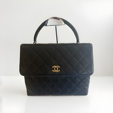 Authentic Chanel Chevron Top Handle Leather Bag With ID Cards & Dustbag picture