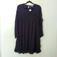 Jodifl Blue Lacy Relaxed Fit Ruffle Midi Dress L picture