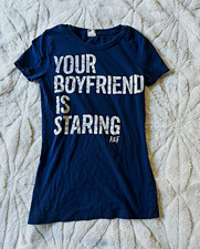 RARE GRAIL Abercrombie & Fitch Blue Graphic Tee “Your Boyfriend Is Staring” M picture