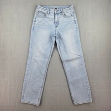 American Eagle Super High-Rise Straight Women 6 Light Blue Denim Stretch Jeans picture