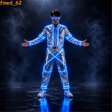 LED Luminous Robot Costume DJ Dance Clothing Glowing Glasses Technology AI Set picture