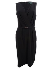 Lauren by Ralph Lauren Women's Belted Jersey Dress (10, Black) picture
