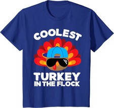 Thanksgiving Coolest Turkey In The Flock Holiday Youth Unisex T-shirt picture