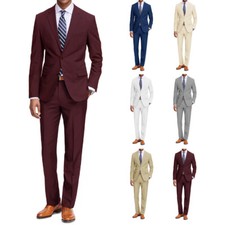 Men's Two Piece Classic Regular Fit Suits Jacket and Pant 2 Piece Set picture