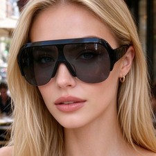 Gucci GG2023S Shield Sunglasses Women One-Piece Lens Black/Gray Oversized Shades picture