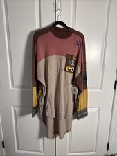 One Of A Kind Free People Sample Tunic/Dress Mauve/Brown Patches Sz L READ 1187 picture