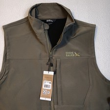 Men's S XL Vest Eddie Bauer Softshell Fleece Lined Zip Pockets NWT EB009968 picture
