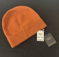 NWT Charter Club Luxury 100% Cashmere Cuffed Beanie Hat Ribbed Knit Bronze Pecan picture