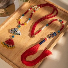 New New Year Chinese Long Necklace Red Pendant Feng Shui picture