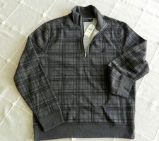 NWT Men's Nautica 1/4 zip sweater pull over shirt M Charc Htr FALL $79.50 picture