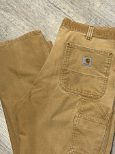 Carhartt B11 Men's Brown Cotton Canvas Relaxed Fit Carpenter Pants 32x30 picture