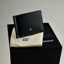 Montblanc Meisterstuck MB5525 Black Leather Wallet 6CC Money Clip New Box picture