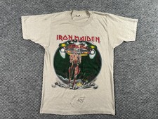 Vintage 1987 Iron Maiden Somewhere On Tour 87 T-Shirt 80s Rock Band Tee L picture