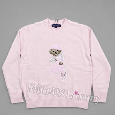 POLO RALPH LAUREN Pink Collection Cotton Bear Knit Sweater Women Small NWT picture