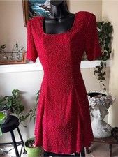 Vintage Ibiza 100% Silk Red Intricate Beaded Dress Small Y2K Cocktail Party picture