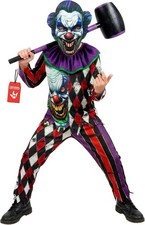 Boys Scary Clown Costume Kids Evil Clown Suit Pennywise Halloween 4 - 14 yrs picture