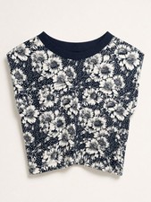 NWT FP Movement by Free People Navy and White Floral Sleeveless Top - Women's L picture