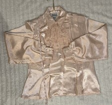 Vintage Notations Secretary Blouse Womens 10 Peach Jabot Jacquard Office Siren picture