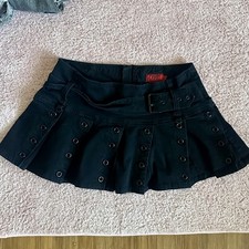 RARE Tripp NYC Vintage 00s Pleated Mini Skirt Grommet Stud Alternative Emo Grail picture