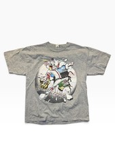 Vintage 1999 Warner Bros Studio Store Bugs Bunny Baseball Tee Grey Made in USA picture