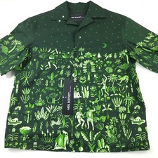 $490 Neil Barrett Boxy Moonlight Dancing Bowling Shirt in Green Mens Size Small picture