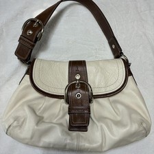 Vintage Coach Saddle White Leather Soho Shoulder Purse picture