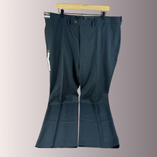 NWT Haggar Eclo Classic-Fit Expandable No Iron Pleated Dress Pant 42 x 32 Blue picture