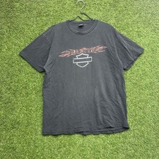 Vintage Harley Davidson Shirt Mens XL Black Faded Tee y2k 2000s Boxy Grunge picture
