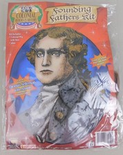 Colonial Heroes in History Founding Fathers Costume Kit Wig & Jabot Jefferson picture
