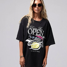Dairy Boy OPEN New York City Pop Up Graphic T-Shirt Gray One Size Crew Neck picture