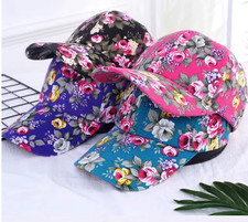 Women’s  Floral LOT OF 4 Hat Cap Baseball Cap Adjustable Back LOT of 4 picture