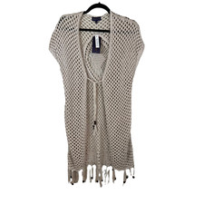 Artesia Open Weave Beaded Fringe Vest Size Small NWT picture