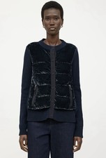 Moncler Maglione Tricot Wool Cashmere Velvet Padded Cardigan Jacket Navy, Size S picture