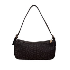 CELINE C Monogram Jacquard Baguette Pochette Shoulder Bag Black Canvas Leather picture