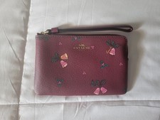 COACH CE920 Corner Zip Wristlet With Holiday Bells Print, Christmas New With Tag picture