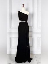 NWT Ieena for Mac Duggal Black One Shoulder Cutout Gown Size 4 picture