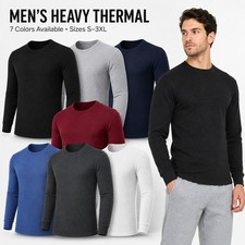 Men's Heavy Thermal Quality Shirt Waffle Knit Long Sleeve Crew Neck S-3XL KHT001 picture