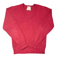 Carlisles Lambswool V-Neck Sweater Mens Large Red Vintage 2-Ply Knit picture