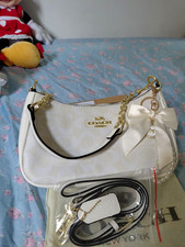 Coach Shoulder Bag Lot w/ Wristlet Wallet Logo Bow Pearl Strap Charm Dust picture