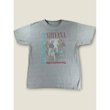 Nirvana Nevermind Graphic T-Shirt Mens Medium Gray Rock Band Tee Vintage Style picture