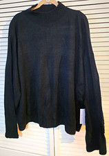 Eloquii Women's Plus 3X Black Banded Knit Mock Neck Long Sleeve Pullover picture