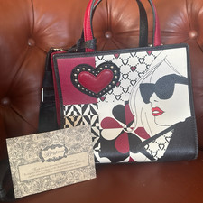 Brighton Fashionista Heart Design Handbag. black, white, black, white, burgundy picture