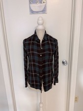 l.l.Bean Signature Plaid Button-Up Shirt Size M picture