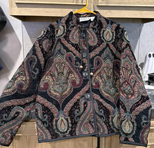Vintage Flashback Women's Tapestry Paisley Button Front Lined Jacket Size M picture