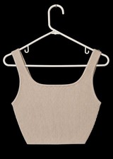 Aritzia Babaton Sculpt Knit Tank Top Women's S White Square Neck Ribbed Crop Top picture